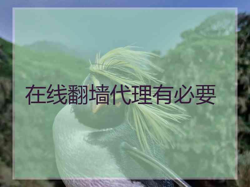 在线翻墙代理有必要